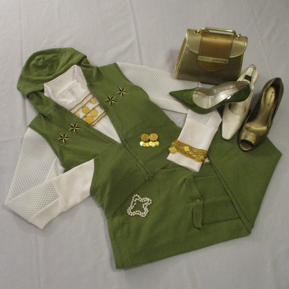 J.J. Basics Pants - J.J. BASICS SLEEVELESS TWO (2) PIECE JADE KNIT HOODIE SET – L